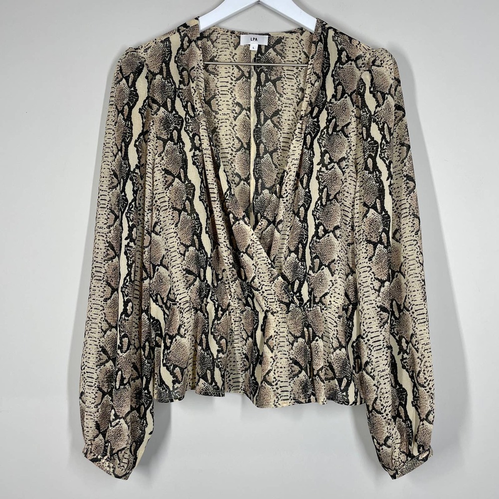 Lpa Python Pinched Shoulder Deep V Plunge Top L - image 3